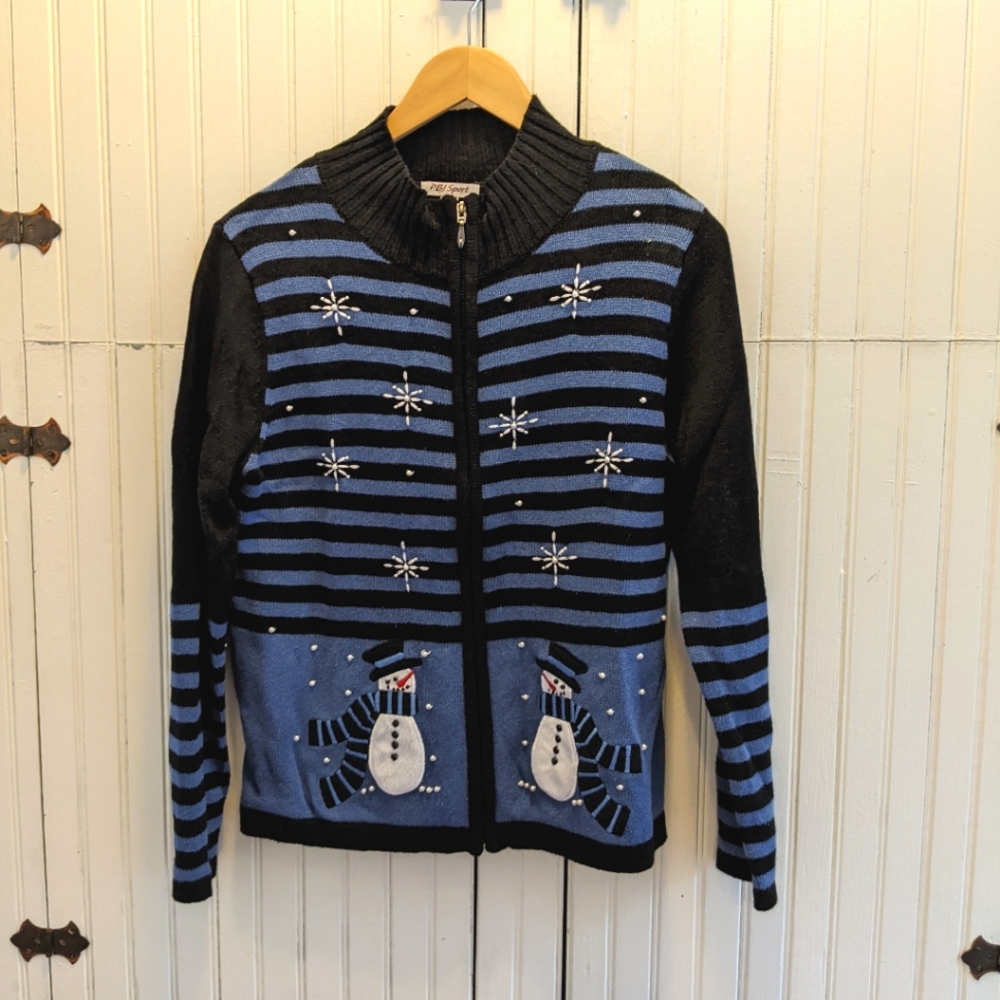 Winter Snowman Holiday Sweater, Christmas Sweater size M